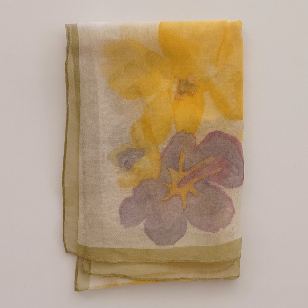 Designer Giorgio Armani Yellow Sheer silk Scarf Wrap